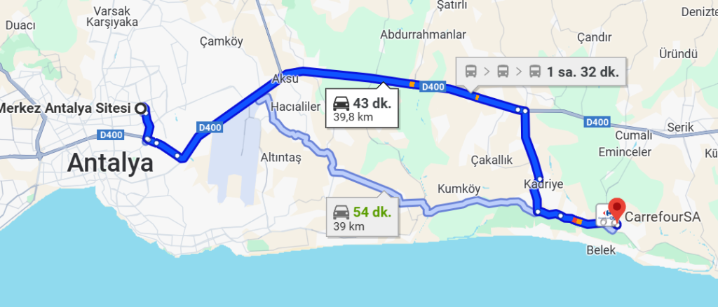 Antalya Belek Arası Kaç Km?